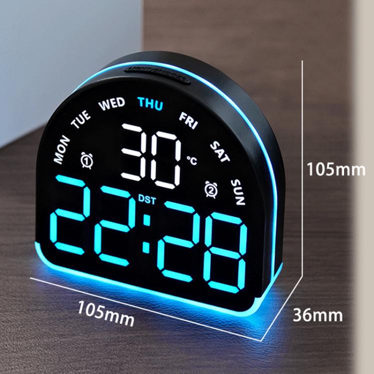 LED Ambient Light Electronic Clock Multifunctional Alarm Clock Home Lighting Table Clock, Black Shell Blue Light, Black Shell Green Light, Black Shell Red Light, Black Shell Orange Light, Black Shell Pink Light, White Shell Blue Light                  ...