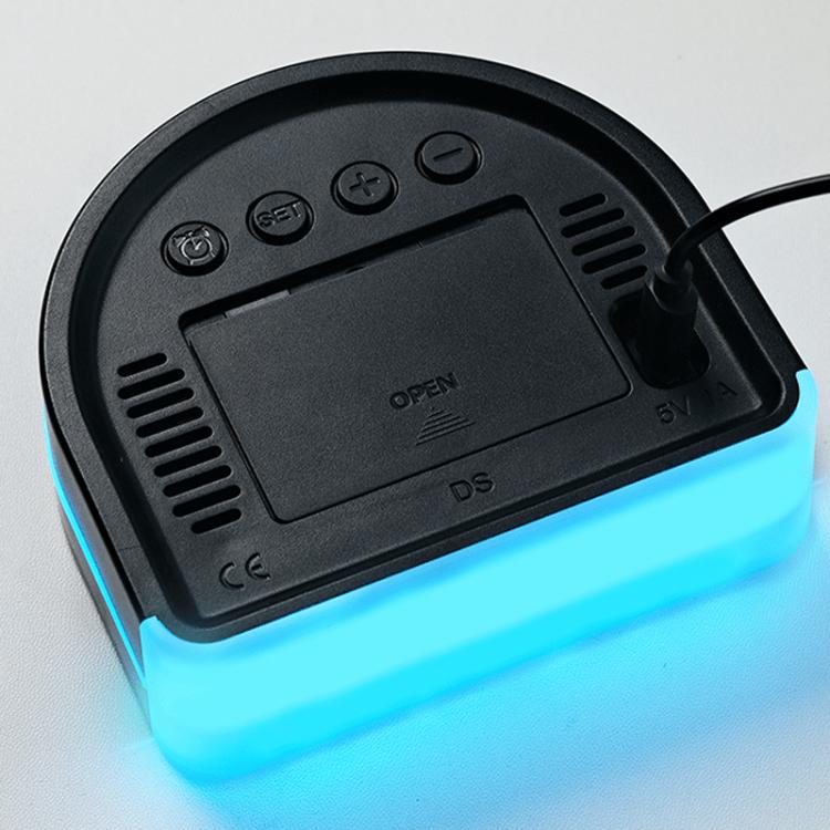 LED Ambient Light Electronic Clock Multifunctional Alarm Clock Home Lighting Table Clock, Black Shell Blue Light, Black Shell Green Light, Black Shell Red Light, Black Shell Orange Light, Black Shell Pink Light, White Shell Blue Light                  ...