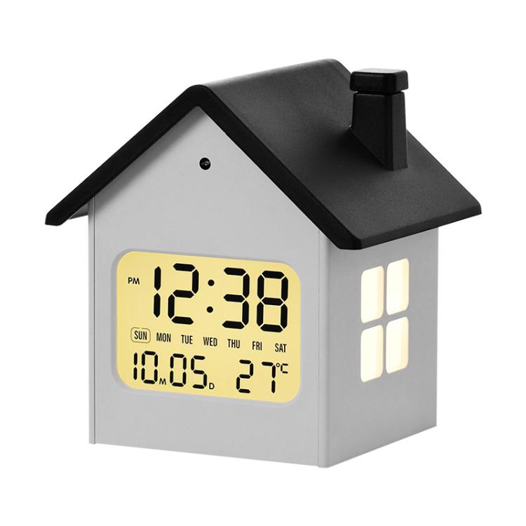 House-Shaped LCD Alarm Clock Multifunctional Children Clock Bedside Clock With Night Light
