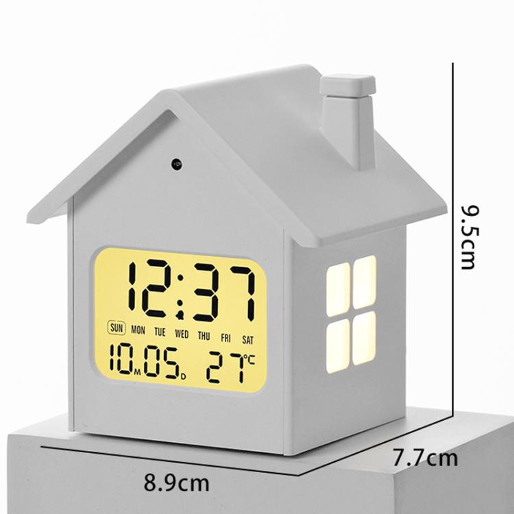 House-Shaped LCD Alarm Clock Multifunctional Children Clock Bedside Clock With Night Light