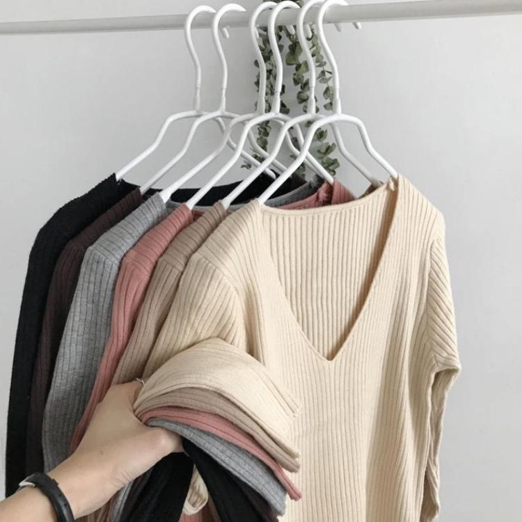 Autumn Winter Slim Fit Long Sleeve V-Neck Pullover Knit Sweater, S, M, L, XL