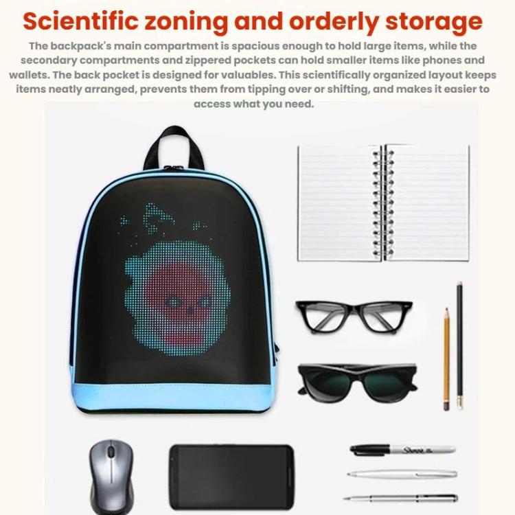 DIY Pattern Backpack With Illuminated LED Display Waterproof Schoolbag