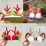 1pair Christmas Hair Clip  Antler Hair Accessory, Mushroom Brown, Mushroom Red, Powder Coating Antler Gold, Red Green Ball, Hat