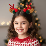 1pair Christmas Hair Clip  Antler Hair Accessory, Mushroom Brown, Mushroom Red, Powder Coating Antler Gold, Red Green Ball, Hat