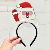 2pcs Christmas Holiday Headband Lurex Hair Accessories With Santa Snowman Reindeer Designs, Santa Claus, Reindeer, Gingerbread Man, Snowman