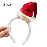2pcs Christmas Hair Clips Headbands Christmas Hat Hair Accessories, Hair Band Red, Hair Band Green, Large Hair Clip Red, Large Hair Clip Green, Small Hair Clip Red, Small Hair Clip Green