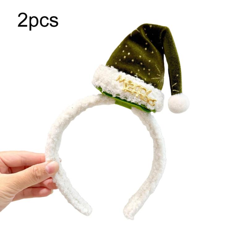 2pcs Christmas Hair Clips Headbands Christmas Hat Hair Accessories, Hair Band Red, Hair Band Green, Large Hair Clip Red, Large Hair Clip Green, Small Hair Clip Red, Small Hair Clip Green