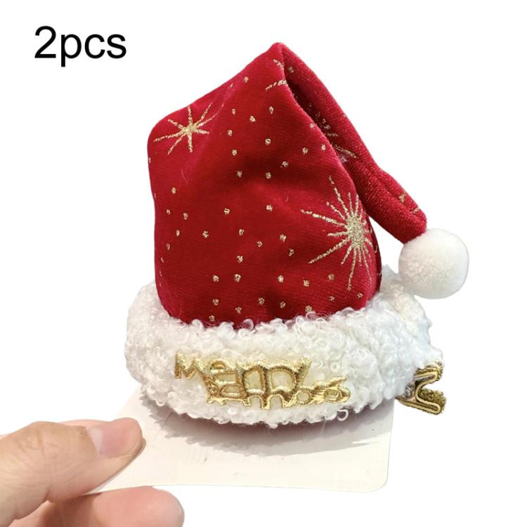 2pcs Christmas Hair Clips Headbands Christmas Hat Hair Accessories, Hair Band Red, Hair Band Green, Large Hair Clip Red, Large Hair Clip Green, Small Hair Clip Red, Small Hair Clip Green