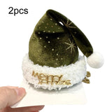 2pcs Christmas Hair Clips Headbands Christmas Hat Hair Accessories, Hair Band Red, Hair Band Green, Large Hair Clip Red, Large Hair Clip Green, Small Hair Clip Red, Small Hair Clip Green