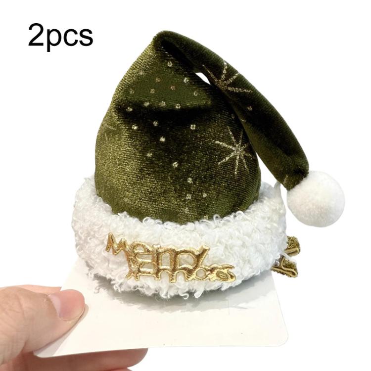 2pcs Christmas Hair Clips Headbands Christmas Hat Hair Accessories, Hair Band Red, Hair Band Green, Large Hair Clip Red, Large Hair Clip Green, Small Hair Clip Red, Small Hair Clip Green