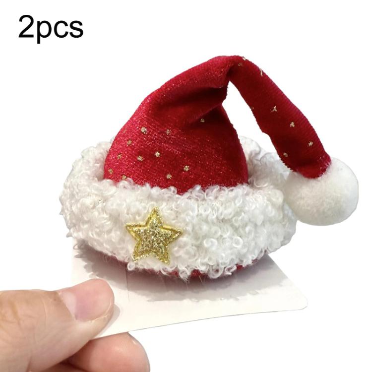2pcs Christmas Hair Clips Headbands Christmas Hat Hair Accessories, Hair Band Red, Hair Band Green, Large Hair Clip Red, Large Hair Clip Green, Small Hair Clip Red, Small Hair Clip Green