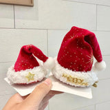 2pcs Christmas Hair Clips Headbands Christmas Hat Hair Accessories, Hair Band Red, Hair Band Green, Large Hair Clip Red, Large Hair Clip Green, Small Hair Clip Red, Small Hair Clip Green