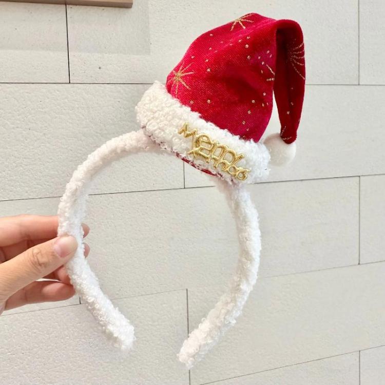 2pcs Christmas Hair Clips Headbands Christmas Hat Hair Accessories, Hair Band Red, Hair Band Green, Large Hair Clip Red, Large Hair Clip Green, Small Hair Clip Red, Small Hair Clip Green