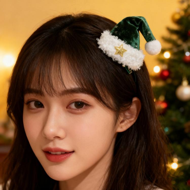 2pcs Christmas Hair Clips Headbands Christmas Hat Hair Accessories, Hair Band Red, Hair Band Green, Large Hair Clip Red, Large Hair Clip Green, Small Hair Clip Red, Small Hair Clip Green