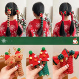 Christmas Hair Bows for Girls Coiled Telephone Wire Hair Ties Elastic Holiday Hair Accessories for Kids Toddler, Bells, Green Christmas Tree, Reindeer, Red Christmas Tree