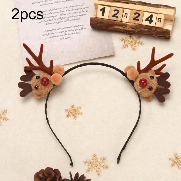 2pcs Christmas Reindeer Hair Accessory Cute Plush Fawn Hair Clip, Hairband Red, Hair Clip Red, Hairband Brown, Hair Clip Brown