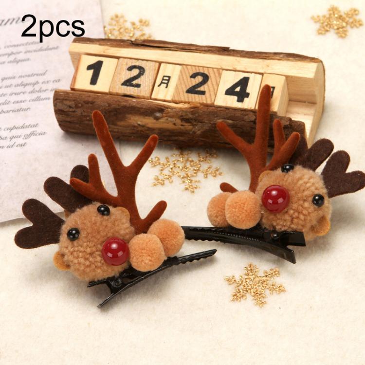 2pcs Christmas Reindeer Hair Accessory Cute Plush Fawn Hair Clip, Hairband Red, Hair Clip Red, Hairband Brown, Hair Clip Brown