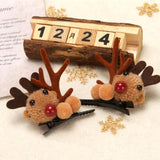 2pcs Christmas Reindeer Hair Accessory Cute Plush Fawn Hair Clip, Hairband Red, Hair Clip Red, Hairband Brown, Hair Clip Brown
