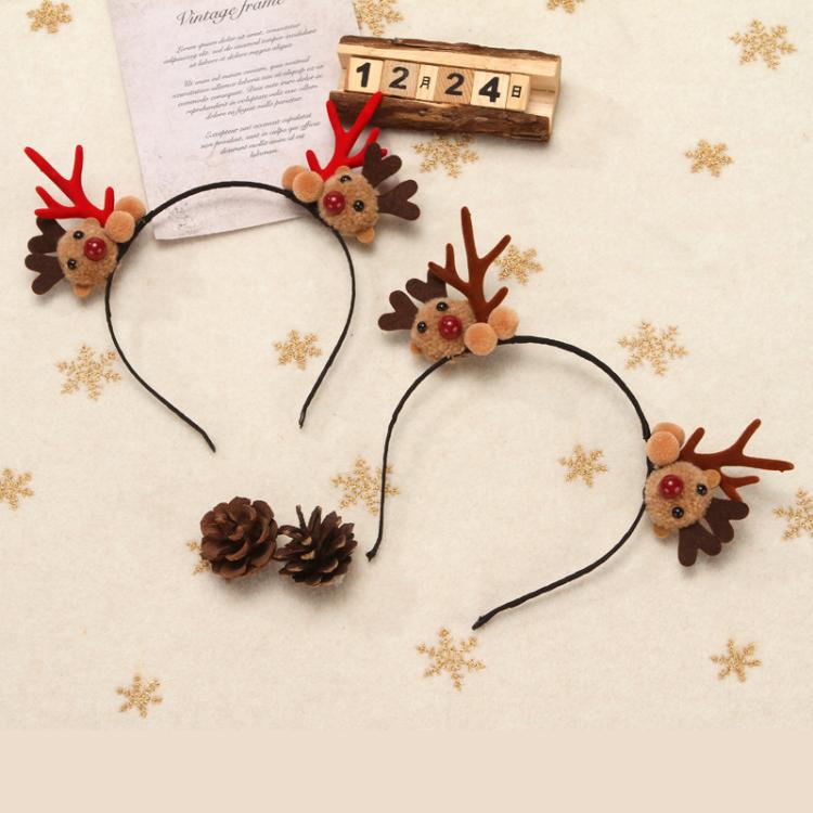 2pcs Christmas Reindeer Hair Accessory Cute Plush Fawn Hair Clip, Hairband Red, Hair Clip Red, Hairband Brown, Hair Clip Brown
