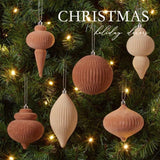 6pcs /Box Shaped Flocked Christmas Balls Christmas Tree Small Pendant