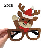 2pcs Christmas Eyeglass Frame Decorations Party Dress-Up Photo Props, Santa Claus, Reindeer, Gingerbread Man, Snowman