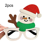 2pcs Christmas Eyeglass Frame Decorations Party Dress-Up Photo Props, Santa Claus, Reindeer, Gingerbread Man, Snowman