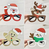 2pcs Christmas Eyeglass Frame Decorations Party Dress-Up Photo Props, Santa Claus, Reindeer, Gingerbread Man, Snowman
