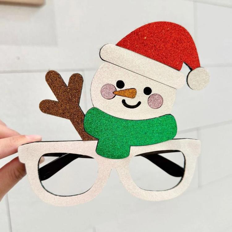 2pcs Christmas Eyeglass Frame Decorations Party Dress-Up Photo Props, Santa Claus, Reindeer, Gingerbread Man, Snowman