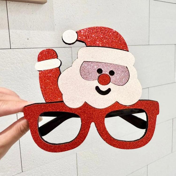 2pcs Christmas Eyeglass Frame Decorations Party Dress-Up Photo Props, Santa Claus, Reindeer, Gingerbread Man, Snowman