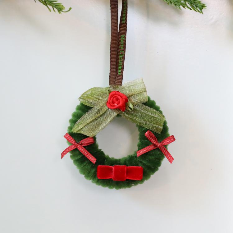 Twisted Stick Fabric Christmas Wreath Hanging Christmas Tree Decorations, 12cm Pearl Green, 8cm Small Green, 8cm Small Khaki, 8cm Small Red, 8x11cm Small, 12cm Pearl Red Green