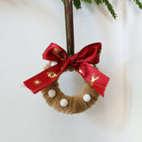 Twisted Stick Fabric Christmas Wreath Hanging Christmas Tree Decorations, 12cm Pearl Green, 8cm Small Green, 8cm Small Khaki, 8cm Small Red, 8x11cm Small, 12cm Pearl Red Green