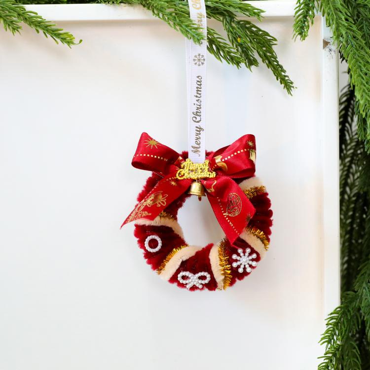 Twisted Stick Fabric Christmas Wreath Hanging Christmas Tree Decorations, 12cm Pearl Green, 8cm Small Green, 8cm Small Khaki, 8cm Small Red, 8x11cm Small, 12cm Pearl Red Green