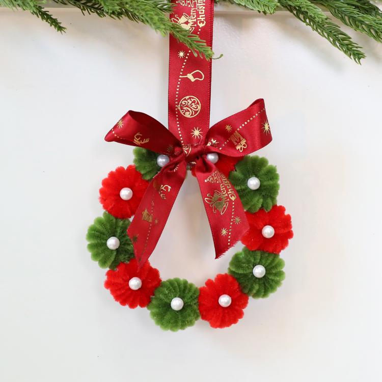 Twisted Stick Fabric Christmas Wreath Hanging Christmas Tree Decorations, 12cm Pearl Green, 8cm Small Green, 8cm Small Khaki, 8cm Small Red, 8x11cm Small, 12cm Pearl Red Green