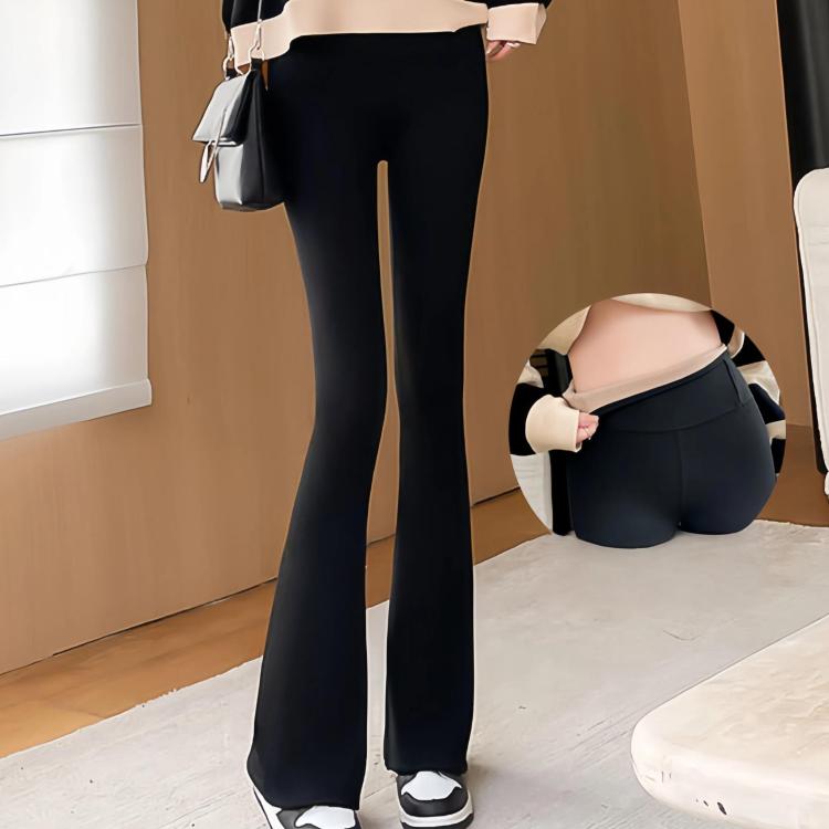 Flared Shark Pants High-waisted Athletic Tight-fitting Hip-lifting Yoga Pants, Fleece-lined Black Regular, Fleece-lined Gray Regular