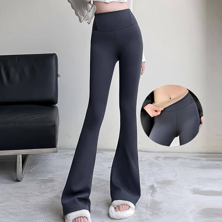 Flared Shark Pants High-waisted Athletic Tight-fitting Hip-lifting Yoga Pants, Fleece-lined Black Regular, Fleece-lined Gray Regular