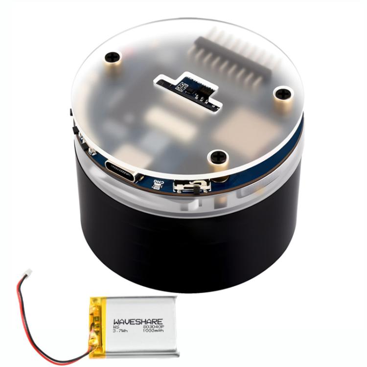 WAVESHARE ESP32-S3 AI Smart Speaker Development Board Dual-Mic Noise Reduction Echo Cancellation Surround RGB Light Effect, No Battery, With Battery With Battery