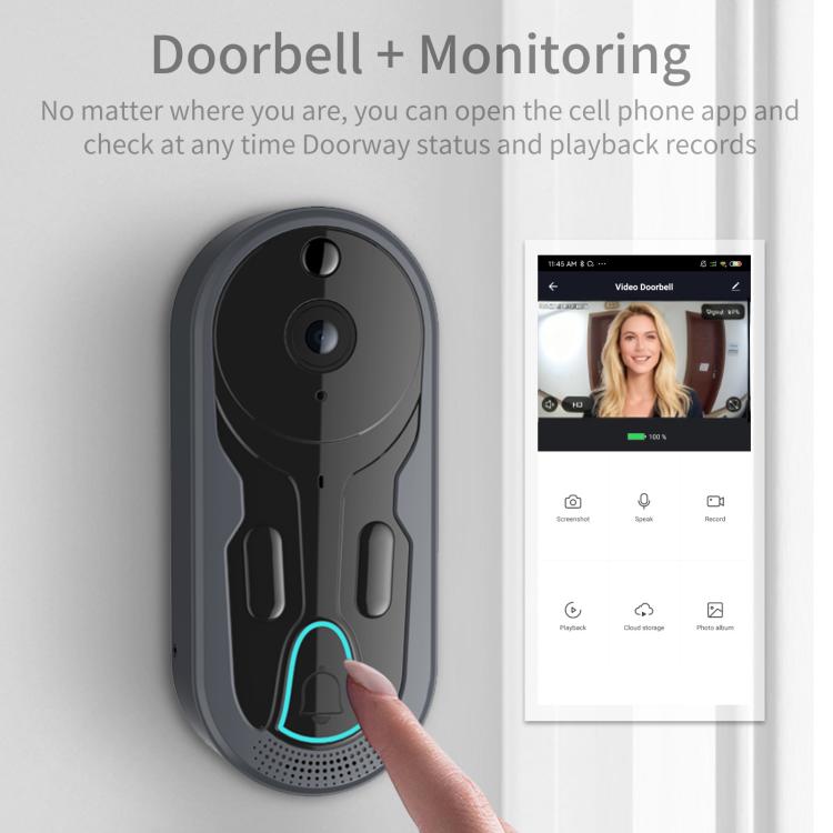 Smart Night Vision WiFi Wireless Voice Intercom Monitoring Video Doorbell