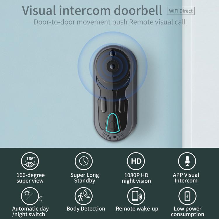 Smart Night Vision WiFi Wireless Voice Intercom Monitoring Video Doorbell