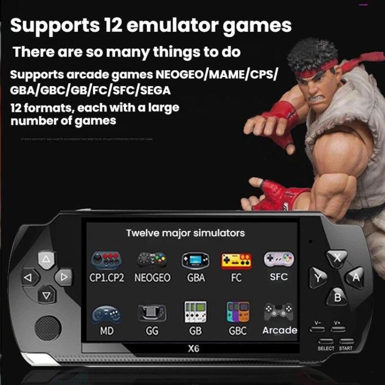 X6 Pocket Gaming Console 4.3 Inch HD Gaming Handheld, 8G With Camera, 32G No Camera