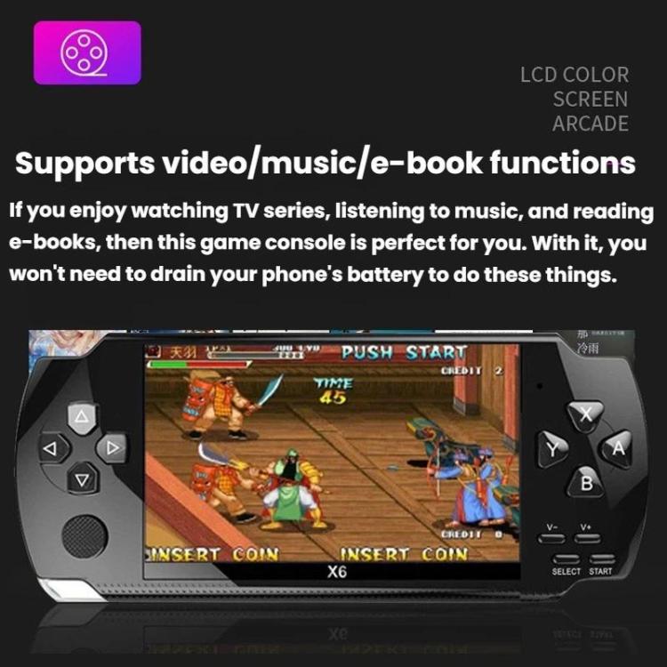 X6 Pocket Gaming Console 4.3 Inch HD Gaming Handheld, 8G With Camera, 32G No Camera