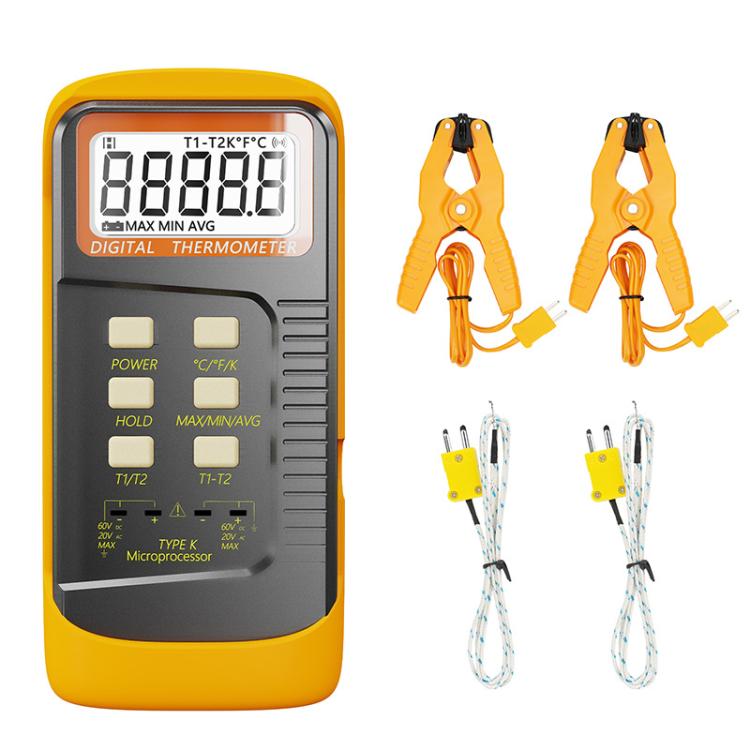 Dual-channel Temperature Clamp Contact Industrial Thermometer Default Title