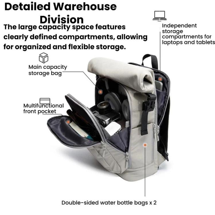 BANGE BG-8109 Casual Student Backpack Large-Capacity Lightweight Rolltop Backpack