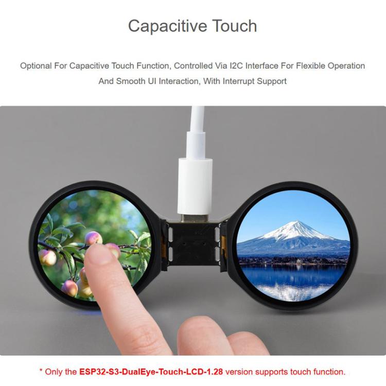 WAVESHARE ESP32-S3 Double Eye 1.28 Inch Round LCD AIoT Development Board, Supports Wi-Fi / Bluetooth 5, No Touch, Touch