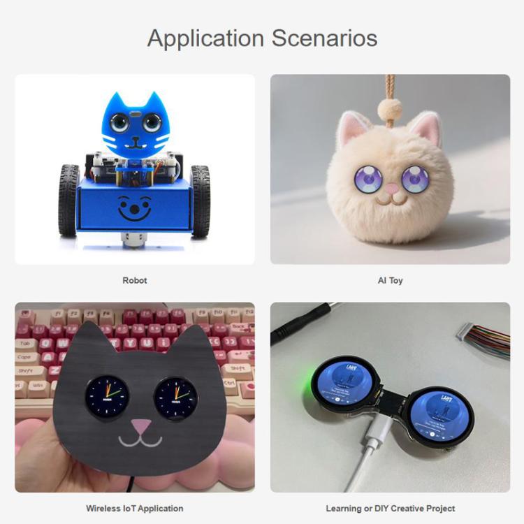 WAVESHARE ESP32-S3 Double Eye 1.28 Inch Round LCD AIoT Development Board, Supports Wi-Fi / Bluetooth 5, No Touch, Touch