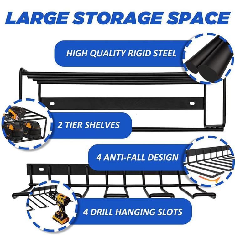 Drill Screwdriver Tool Storage Rack Wall-Mounted Tool Storage Shelf, Single, Double, Entire, B-Single