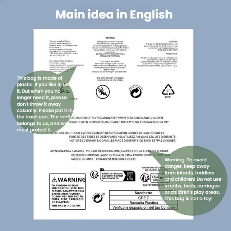100pcs Warning Label Zipper Bag Clothing Sock Packaging Bag, Sandblasted 15 x 20cm, Sandblasted 17 x 25cm, Sandblasted 20 x 25cm, Sandblasted 20 x 30cm, Sandblasted 25 x 25cm, Sandblasted 25 x 30cm, Sandblasted 25 x 35cm, Sandblasted 27 x 35cm         ...
