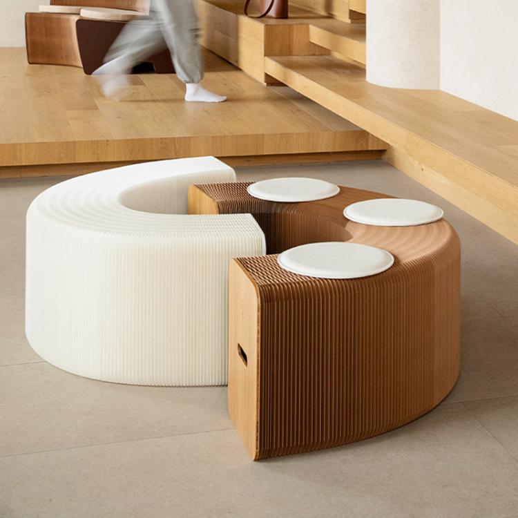 Accordion Expandable Paper Bench Folding Sofa Chair Entryway Stool, Height 30cm 3-Seater Brown, Height 30cm 6-Seater Brown, Height 30cm 9-Seater Brown, Height 44cm 3-Seater Brown, Height 44cm 6-Seater Brown, Height 44cm 9-Seater Brown                  ...