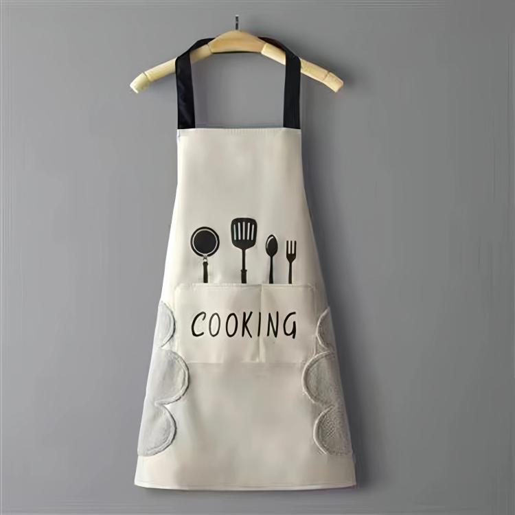 Waterproof Oil-Resistant Apron with Fork & Knife Print Unisex Adjustable Cooking Smock