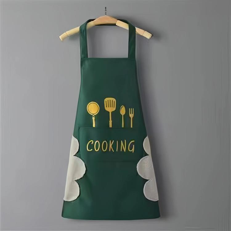 Waterproof Oil-Resistant Apron with Fork & Knife Print Unisex Adjustable Cooking Smock