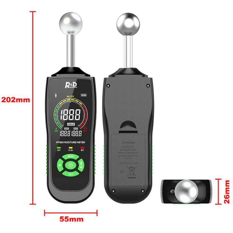 R&D INSTRUMENTS MT68 Spherical Wood Moisture Tester With Digital Display Alarm